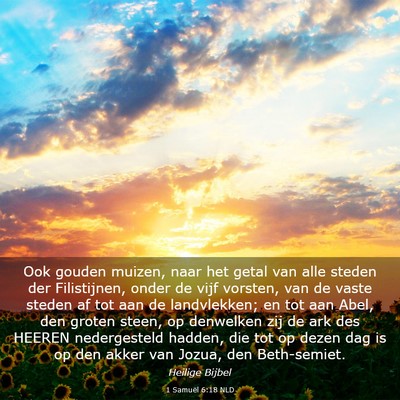 Picture 03 - 1 Samuël 6:18 NLD - Ook gouden muizen, naar het getal van alle steden - Bible Verse Picture