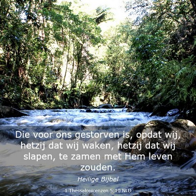 Picture 03 - 1 Thessalonicenzen 5:10 NLD - Die voor ons gestorven is, opdat wij, hetzij dat - Bible Verse Picture
