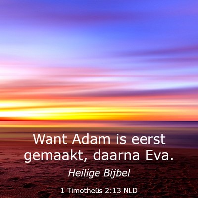 Picture 03 - 1 Timotheüs 2:13 NLD - Want Adam is eerst gemaakt, daarna - Bible Verse Picture