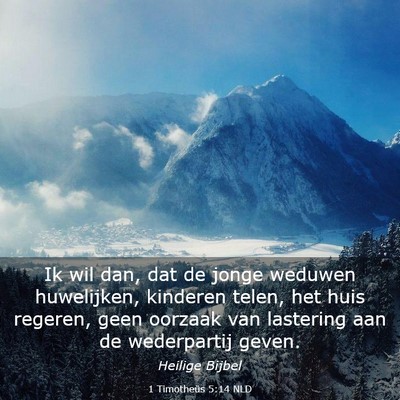 Picture 03 - 1 Timotheüs 5:14 NLD - Ik wil dan, dat de jonge weduwen huwelijken, - Bible Verse Picture