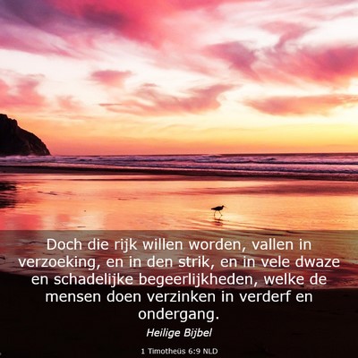 Picture 03 - 1 Timotheüs 6:9 NLD - Doch die rijk willen worden, vallen in - Bible Verse Picture