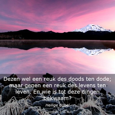 Picture 03 - 2 Corinthiër 2:16 NLD - Dezen wel een reuk des doods ten dode; maar genen - Bible Verse Picture