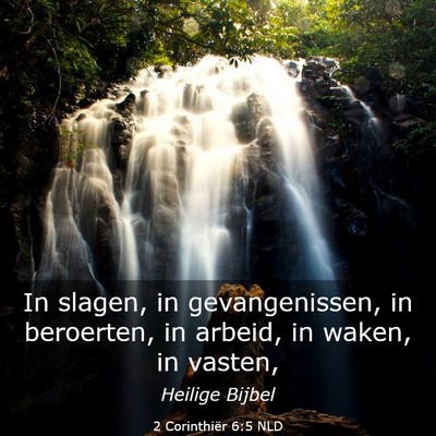 Picture 03 - 2 Corinthiër 6:5 NLD - In slagen, in gevangenissen, in beroerten, in - Bible Verse Picture