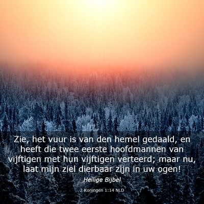 Picture 03 - 2 Koningen 1:14 NLD - Zie, het vuur is van den hemel gedaald, en heeft - Bible Verse Picture