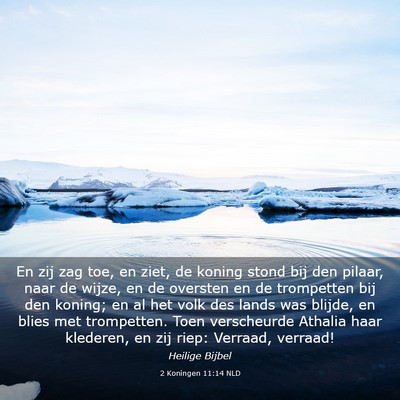 Picture 03 - 2 Koningen 11:14 NLD - En zij zag toe, en ziet, de koning stond bij den - Bible Verse Picture