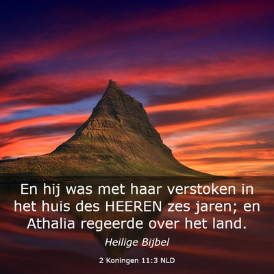 Picture 03 - 2 Koningen 11:3 NLD - En hij was met haar verstoken in het huis des - Bible Verse Picture