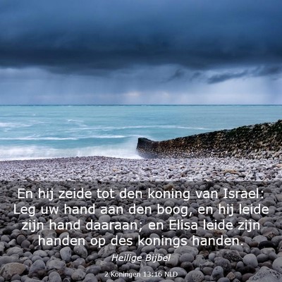 Picture 03 - 2 Koningen 13:16 NLD - En hij zeide tot den koning van Israel: Leg uw - Bible Verse Picture