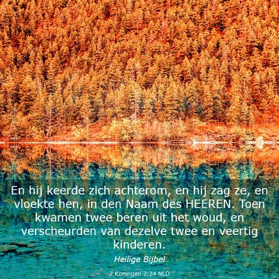 Picture 03 - 2 Koningen 2:24 NLD - En hij keerde zich achterom, en hij zag ze, en - Bible Verse Picture