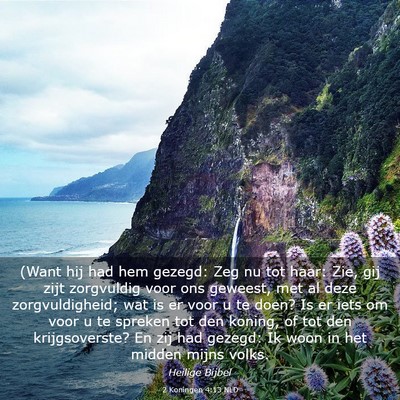 Picture 03 - 2 Koningen 4:13 NLD - (Want hij had hem gezegd: Zeg nu tot haar: Zie, - Bible Verse Picture