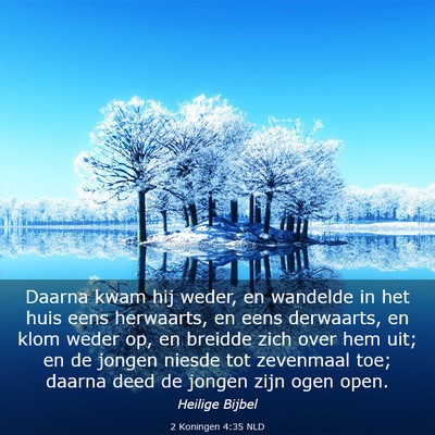 Picture 03 - 2 Koningen 4:35 NLD - Daarna kwam hij weder, en wandelde in het huis - Bible Verse Picture