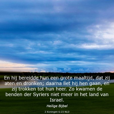 Picture 03 - 2 Koningen 6:23 NLD - En hij bereidde hun een grote maaltijd, dat zij - Bible Verse Picture