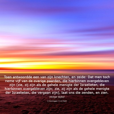 Picture 03 - 2 Koningen 7:13 NLD - Toen antwoordde een van zijn knechten, en zeide: - Bible Verse Picture