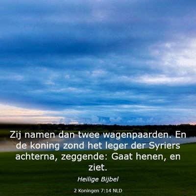 Picture 03 - 2 Koningen 7:14 NLD - Zij namen dan twee wagenpaarden. En de koning - Bible Verse Picture