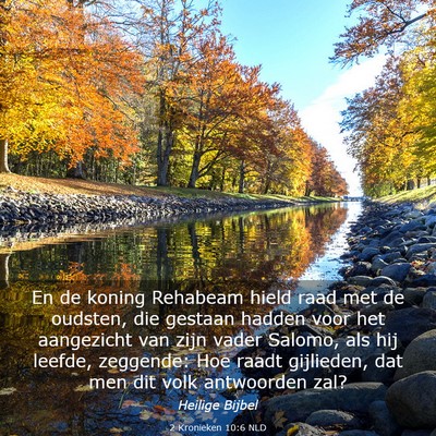 Picture 03 - 2 Kronieken 10:6 NLD - En de koning Rehabeam hield raad met de oudsten, - Bible Verse Picture