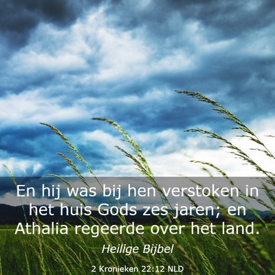 Picture 03 - 2 Kronieken 22:12 NLD - En hij was bij hen verstoken in het huis Gods zes - Bible Verse Picture