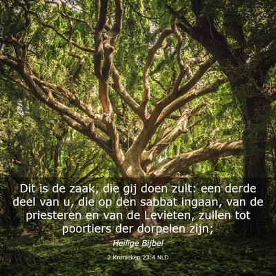 Picture 03 - 2 Kronieken 23:4 NLD - Dit is de zaak, die gij doen zult: een derde deel - Bible Verse Picture
