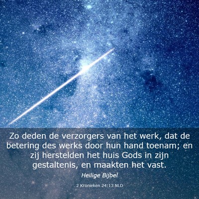 Picture 03 - 2 Kronieken 24:13 NLD - Zo deden de verzorgers van het werk, dat de - Bible Verse Picture