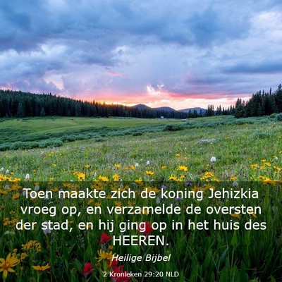 Picture 03 - 2 Kronieken 29:20 NLD - Toen maakte zich de koning Jehizkia vroeg op, en - Bible Verse Picture