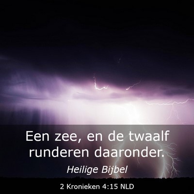Picture 03 - 2 Kronieken 4:15 NLD - Een zee, en de twaalf runderen - Bible Verse Picture