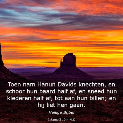 Picture 03 - 2 Samuël 10:4 NLD - Toen nam Hanun Davids knechten, en schoor hun - Bible Verse Picture