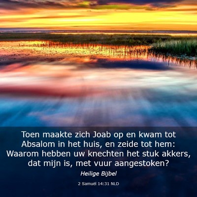 Picture 03 - 2 Samuël 14:31 NLD - Toen maakte zich Joab op en kwam tot Absalom in - Bible Verse Picture