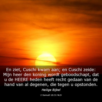 Picture 03 - 2 Samuël 18:31 NLD - En ziet, Cuschi kwam aan; en Cuschi zeide: Mijn - Bible Verse Picture