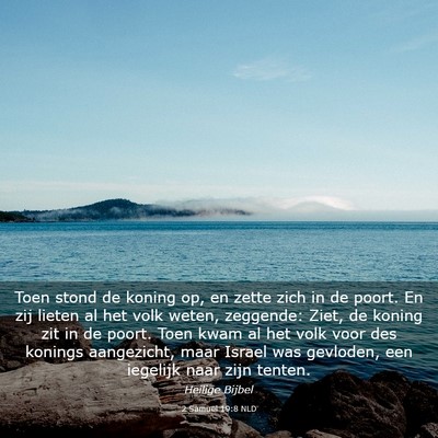 Picture 03 - 2 Samuël 19:8 NLD - Toen stond de koning op, en zette zich in de - Bible Verse Picture