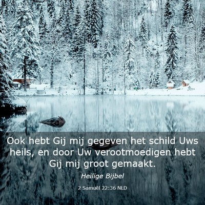 Picture 03 - 2 Samuël 22:36 NLD - Ook hebt Gij mij gegeven het schild Uws heils, en - Bible Verse Picture