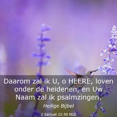 Picture 03 - 2 Samuël 22:50 NLD - Daarom zal ik U, o HEERE, loven onder de - Bible Verse Picture