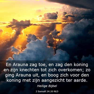 Picture 03 - 2 Samuël 24:20 NLD - En Arauna zag toe, en zag den koning en zijn - Bible Verse Picture