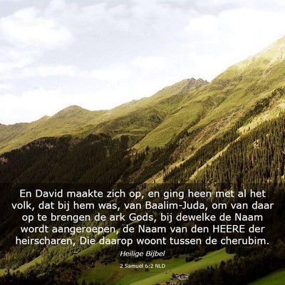 Picture 03 - 2 Samuël 6:2 NLD - En David maakte zich op, en ging heen met al het - Bible Verse Picture