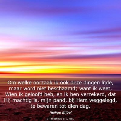 Picture 03 - 2 Timotheüs 1:12 NLD - Om welke oorzaak ik ook deze dingen lijde, maar - Bible Verse Picture