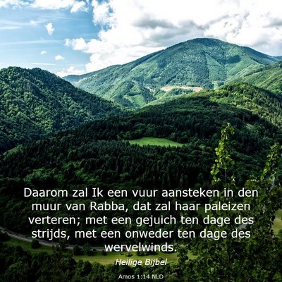 Picture 03 - Amos 1:14 NLD - Daarom zal Ik een vuur aansteken in den muur van - Bible Verse Picture