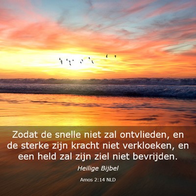 Picture 03 - Amos 2:14 NLD - Zodat de snelle niet zal ontvlieden, en de sterke - Bible Verse Picture