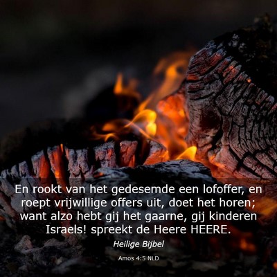 Picture 03 - Amos 4:5 NLD - En rookt van het gedesemde een lofoffer, en roept - Bible Verse Picture