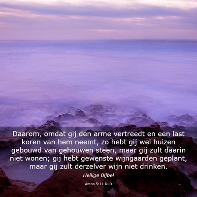 Picture 03 - Amos 5:11 NLD - Daarom, omdat gij den arme vertreedt en een last - Bible Verse Picture