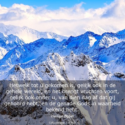Picture 03 - Colossenzen 1:6 NLD - Hetwelk tot u gekomen is, gelijk ook in de gehele - Bible Verse Picture