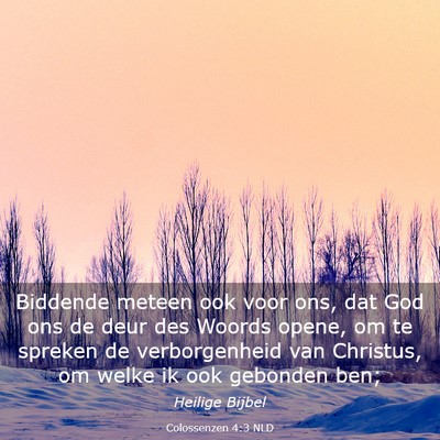 Picture 03 - Colossenzen 4:3 NLD - Biddende meteen ook voor ons, dat God ons de deur - Bible Verse Picture