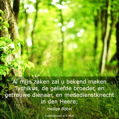 Picture 03 - Colossenzen 4:7 NLD - Al mijn zaken zal u bekend maken Tychikus, de - Bible Verse Picture