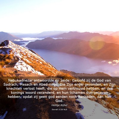 Picture 03 - Daniël 3:28 NLD - Nebukadnezar antwoordde en zeide: Geloofd zij de - Bible Verse Picture