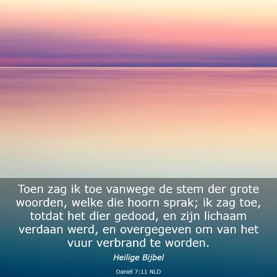 Picture 03 - Daniël 7:11 NLD - Toen zag ik toe vanwege de stem der grote - Bible Verse Picture