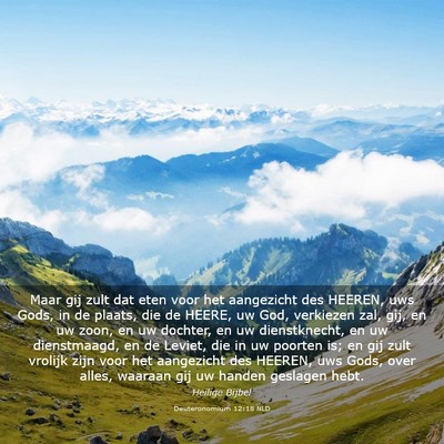 Picture 03 - Deuteronomium 12:18 NLD - Maar gij zult dat eten voor het aangezicht des - Bible Verse Picture