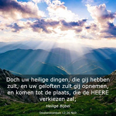 Picture 03 - Deuteronomium 12:26 NLD - Doch uw heilige dingen, die gij hebben zult, en - Bible Verse Picture