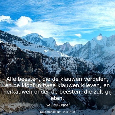 Picture 03 - Deuteronomium 14:6 NLD - Alle beesten, die de klauwen verdelen, en de - Bible Verse Picture