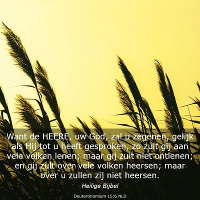 Picture 03 - Deuteronomium 15:6 NLD - Want de HEERE, uw God, zal u zegenen, gelijk als - Bible Verse Picture