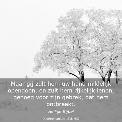 Picture 03 - Deuteronomium 15:8 NLD - Maar gij zult hem uw hand mildelijk opendoen, en - Bible Verse Picture