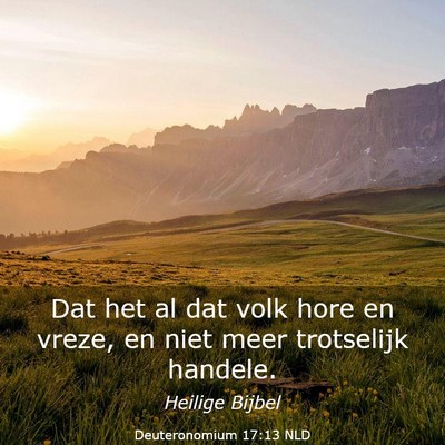 Picture 03 - Deuteronomium 17:13 NLD - Dat het al dat volk hore en vreze, en niet meer - Bible Verse Picture