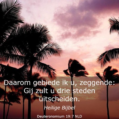 Picture 03 - Deuteronomium 19:7 NLD - Daarom gebiede ik u, zeggende: Gij zult u drie - Bible Verse Picture