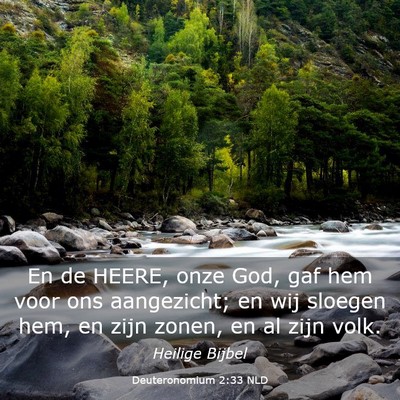 Picture 03 - Deuteronomium 2:33 NLD - En de HEERE, onze God, gaf hem voor ons - Bible Verse Picture