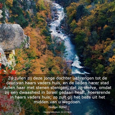 Picture 03 - Deuteronomium 22:21 NLD - Zo zullen zij deze jonge dochter uitbrengen tot - Bible Verse Picture
